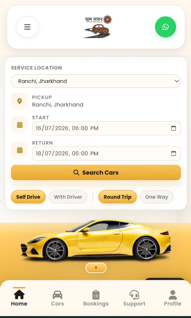Shubh Safar Rentals mobile website